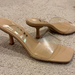 Zara Women's Nude Heeled Mules